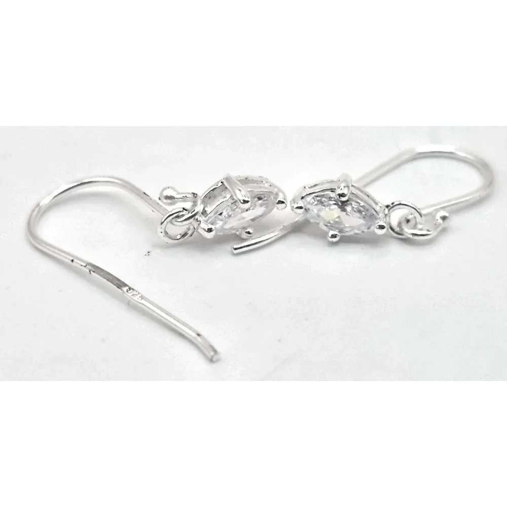 Moissanite Dangle Earrings Sterling Silver Hooks Diamond Shape Dainty 6.2 mm NEW